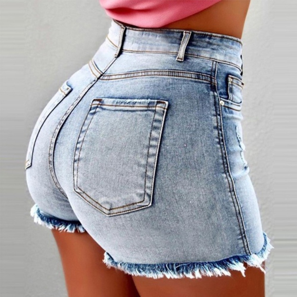 Shorts Denim Frayed - Celana Pendek Denim Wanita High Waisted