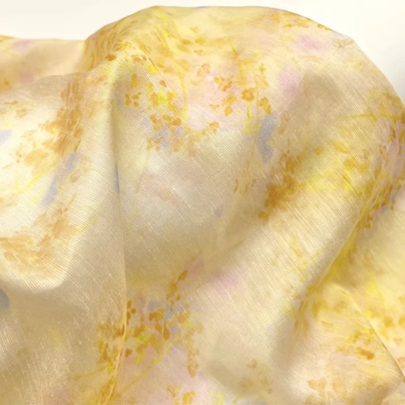 Kimono Sheer Floral - Kain Sutra Ramie Semi Transparan Ringan