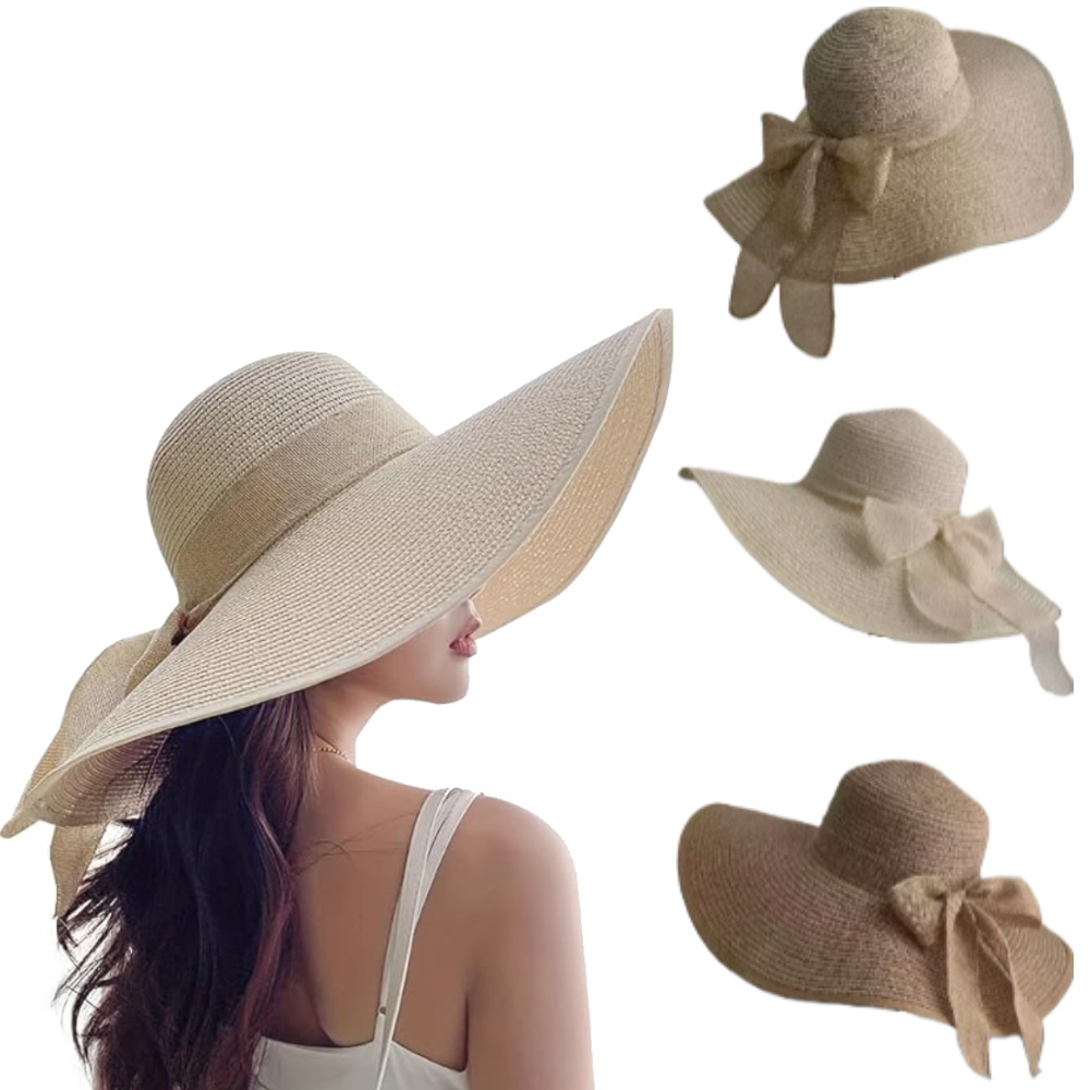 Hat Floppy Wide - Topi Jerami Wanita Musim Panas dengan
