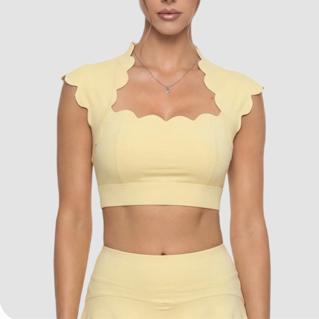 Crop Top Crochet - Pad Wavy Rompi Olahraga Wanita Bra