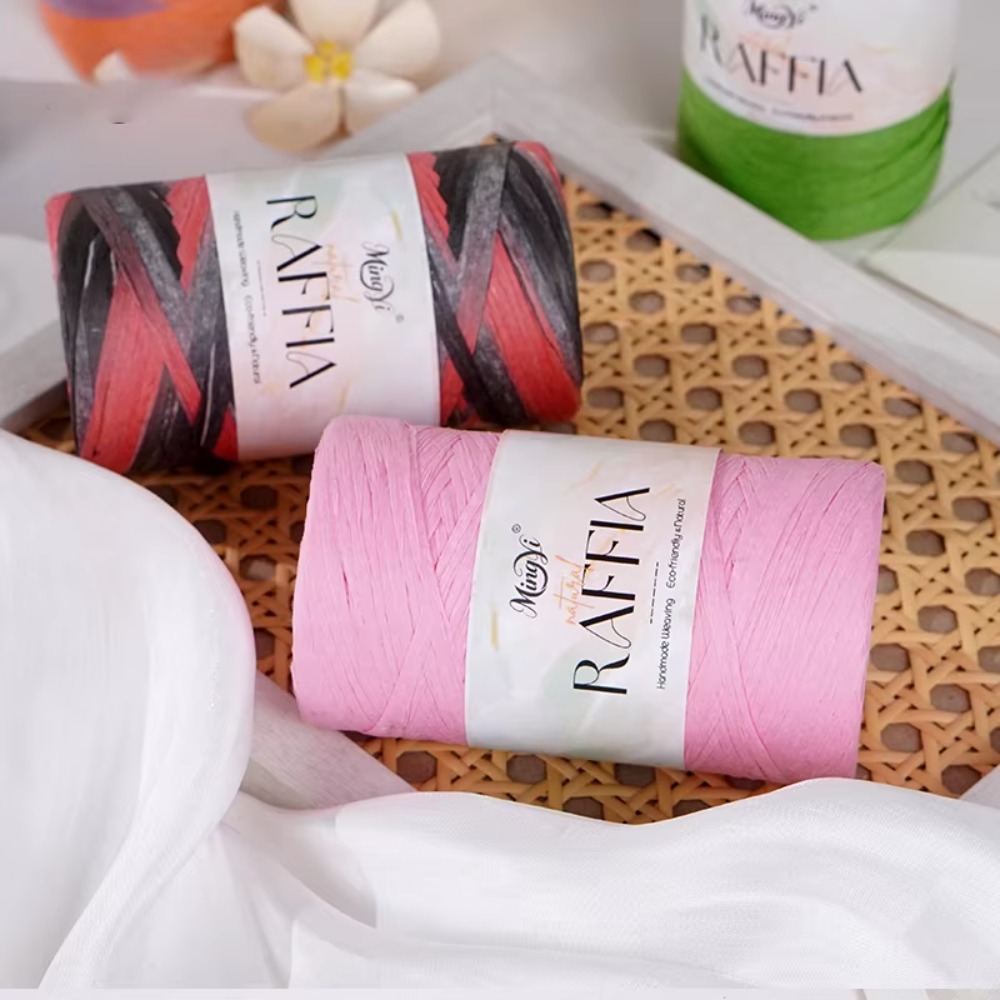 Benang Rafia Multiwarna DIY, B - Crochet Bag Raffia ulasan dan harga