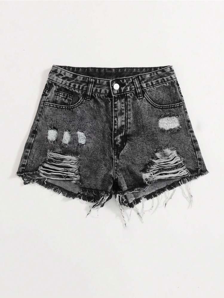 Celana Pendek Denim Wanita Mod - Shorts Denim Frayed ulasan dan harga