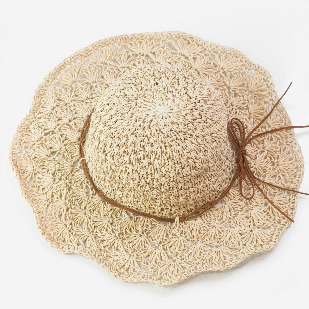 Topi Jerami Rajut Tangan Berpi - Hat Floppy Wide ulasan dan harga