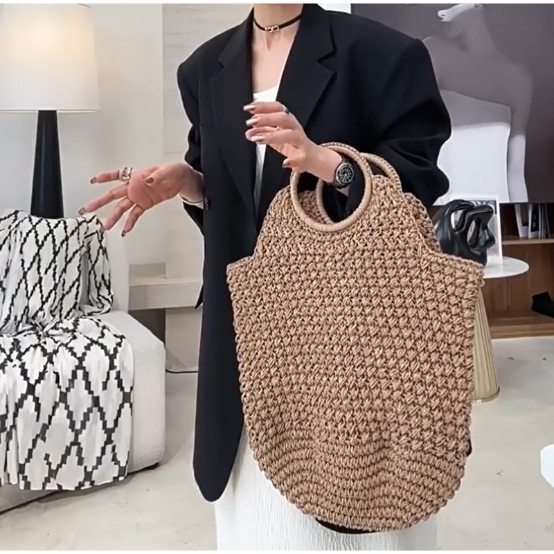 Tas Genggam Tenun Bermerek Dom - Crochet Bag Raffia ulasan dan harga