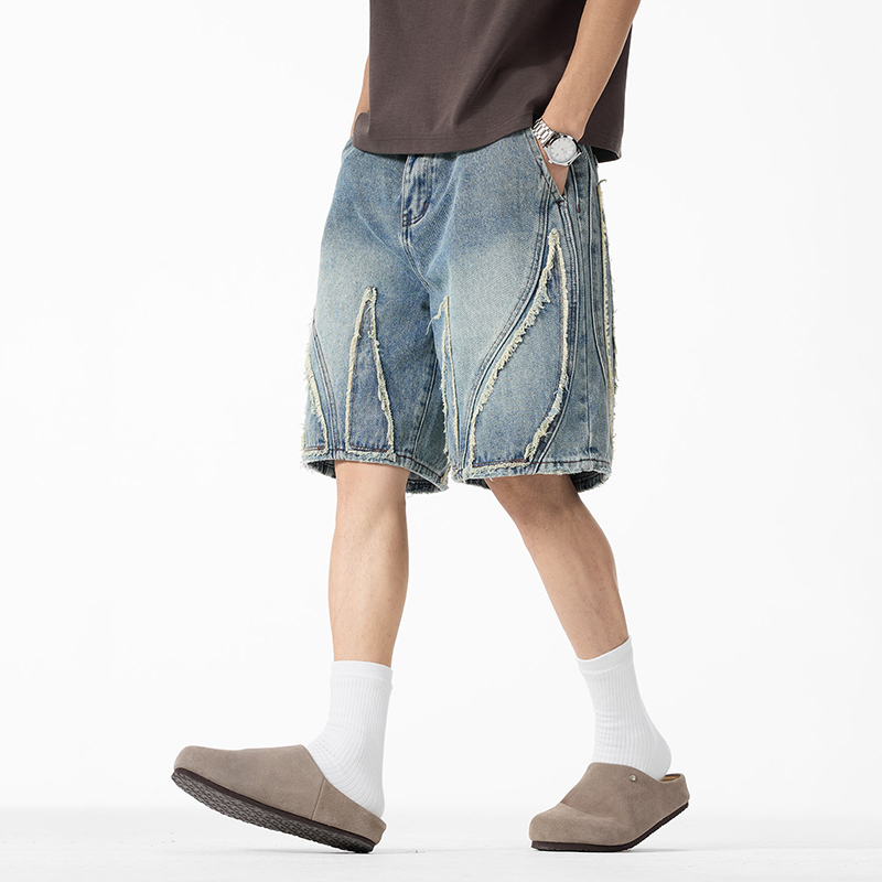 Celana Pendek Denim Baggy Pria - Shorts Denim Frayed ulasan dan harga